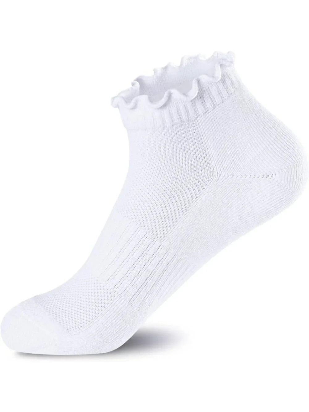 6-Pack Women's Ruffle Ankle Athletic Cotton Socks, Size 5-9, Comfy & Stylish